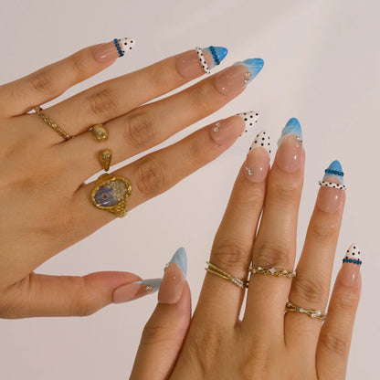 Blue Riviera French Fresh Almond Press On Nails