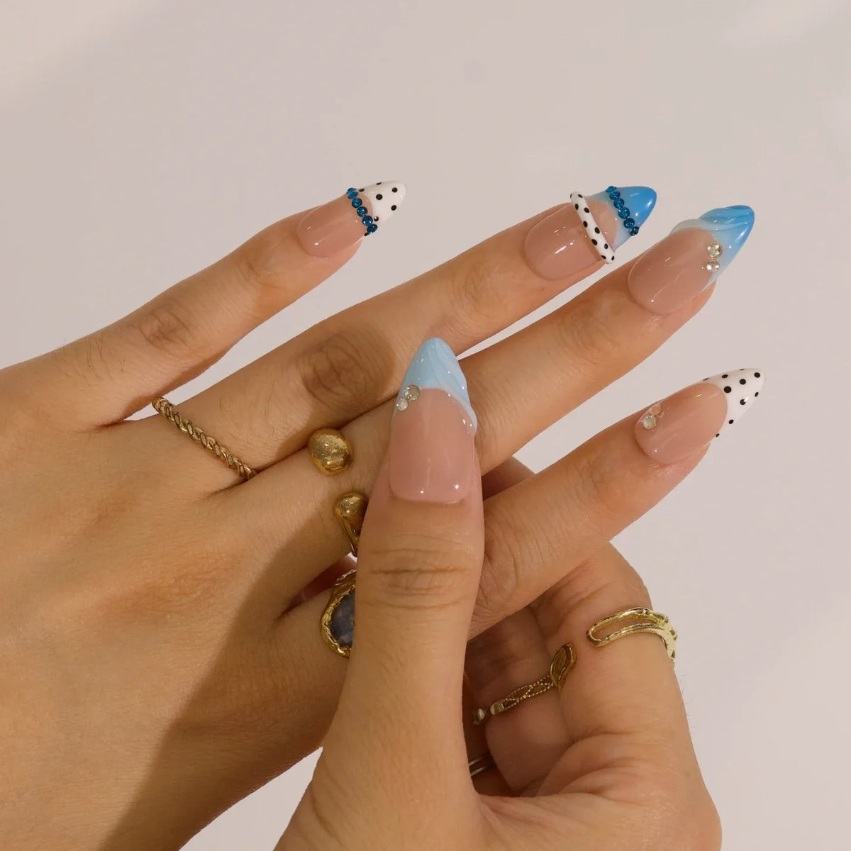 Blue Riviera French Fresh Almond Press On Nails