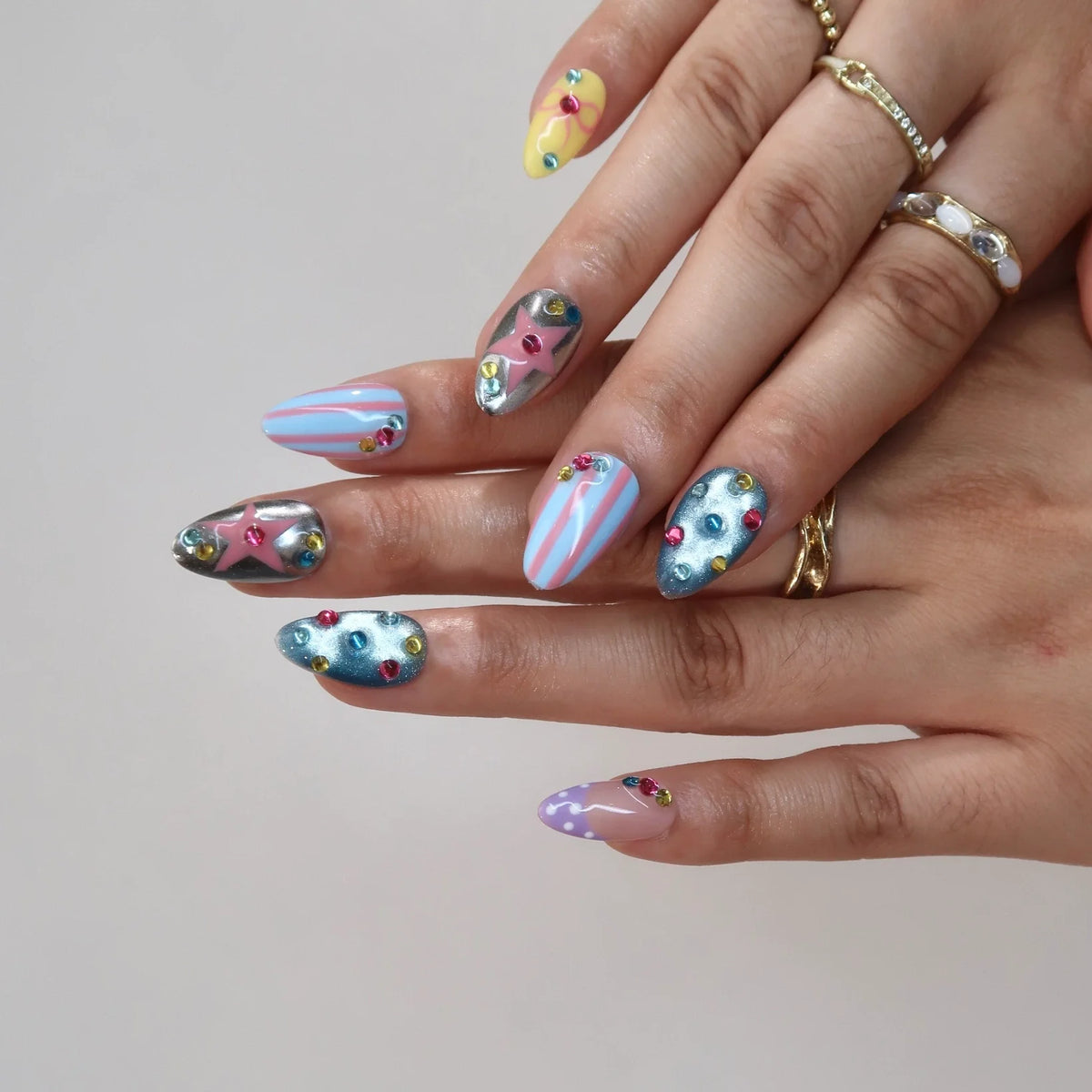 Candy Canvas Chrome Fresh Almond Press On Nails