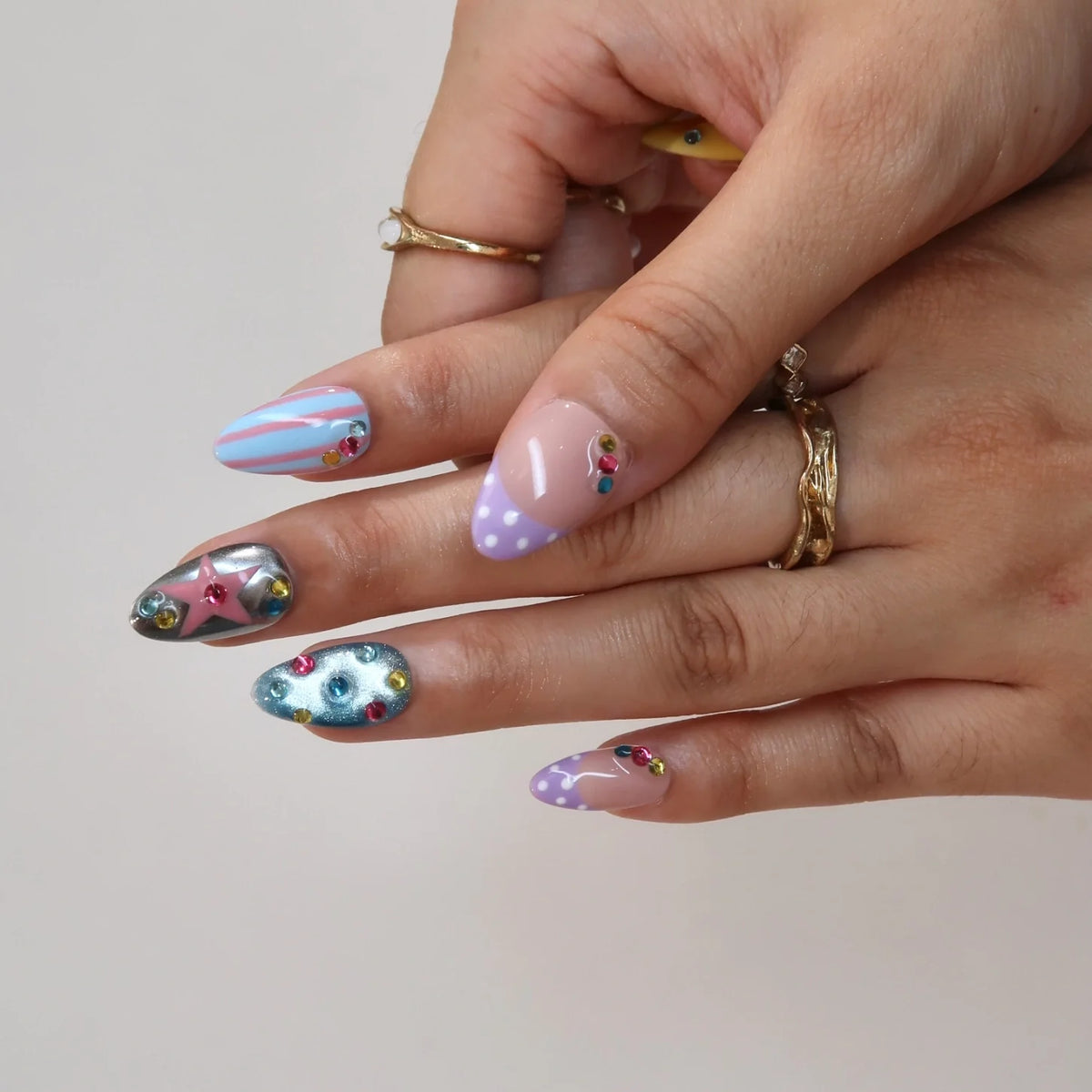 Candy Canvas Chrome Fresh Almond Press On Nails