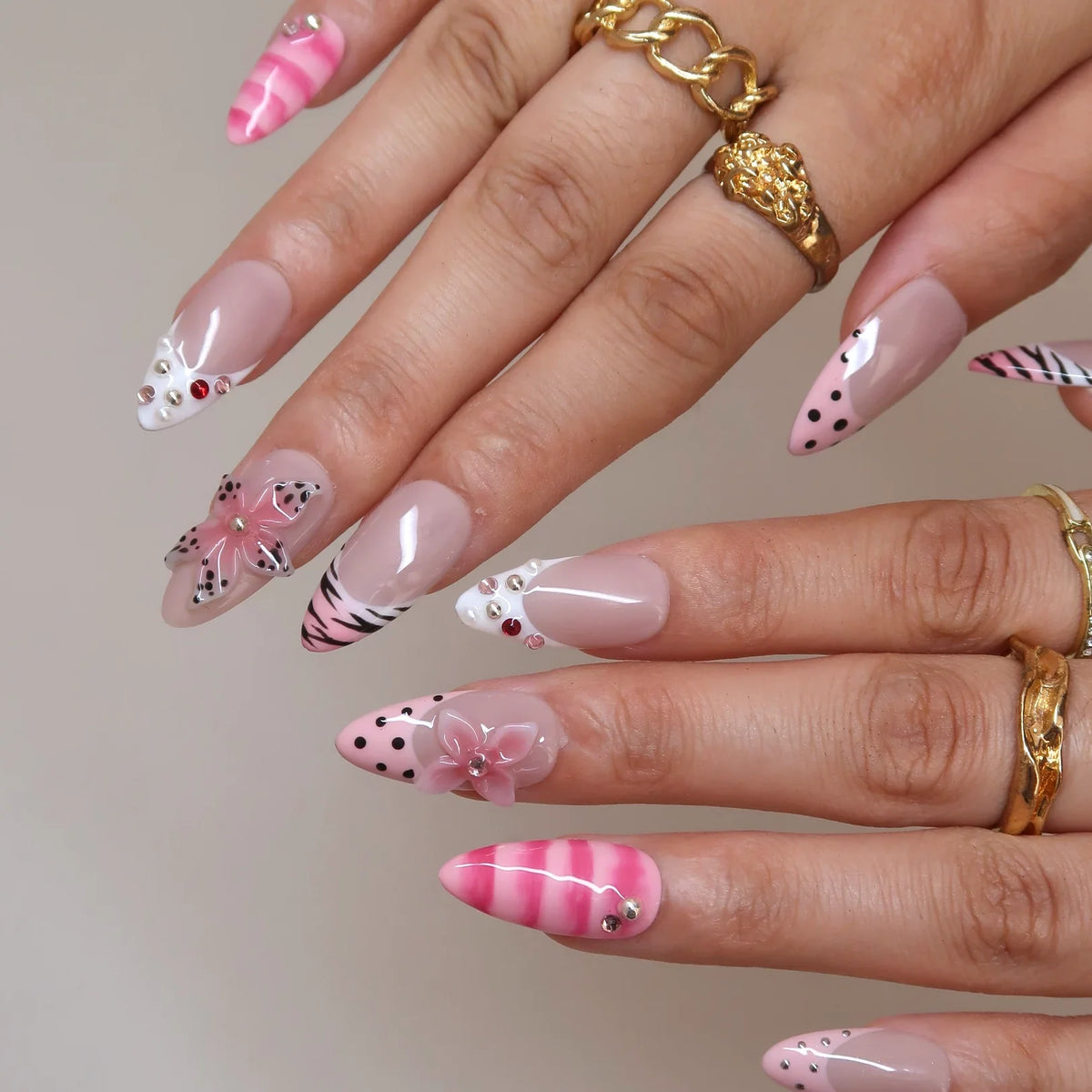 Candy Kiss Aura Fresh Almond Press On Nails