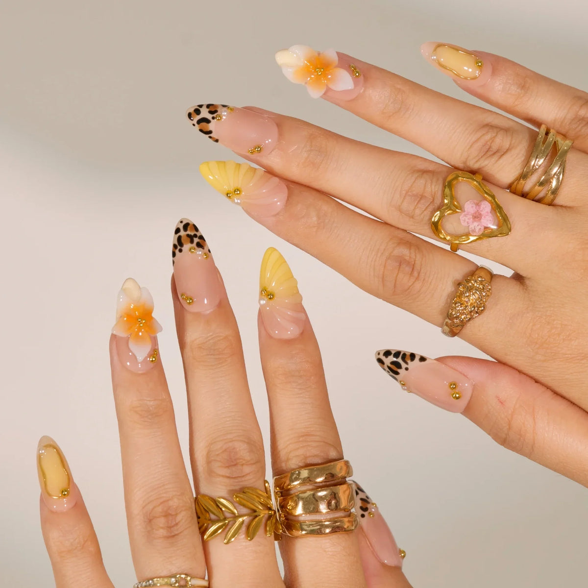 Chasing Sunshine Chrome Fresh Almond Press On Nails