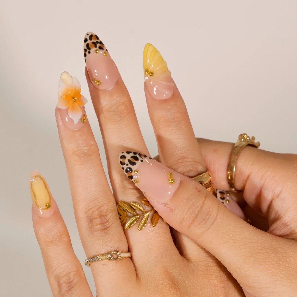 Chasing Sunshine Chrome Fresh Almond Press On Nails
