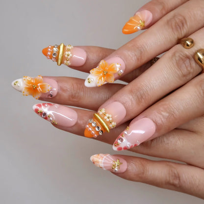 Citrus Crush Aura Fresh Almond Press On Nails