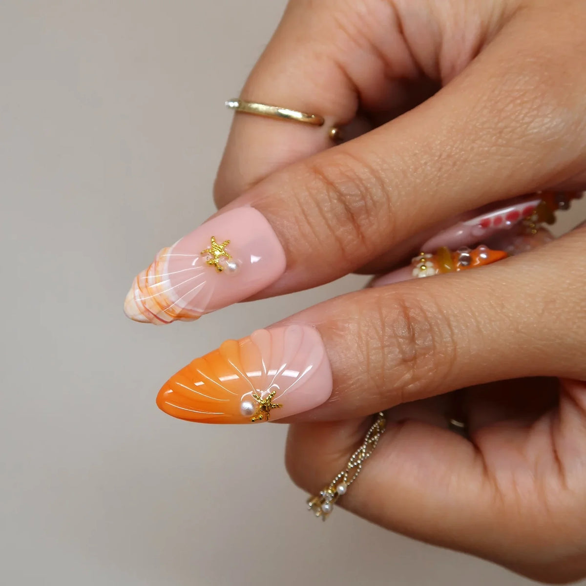 Citrus Crush Aura Fresh Almond Press On Nails