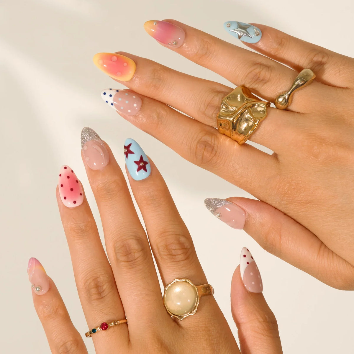 Crisp Soda Chrome Fresh Almond Press On Nails