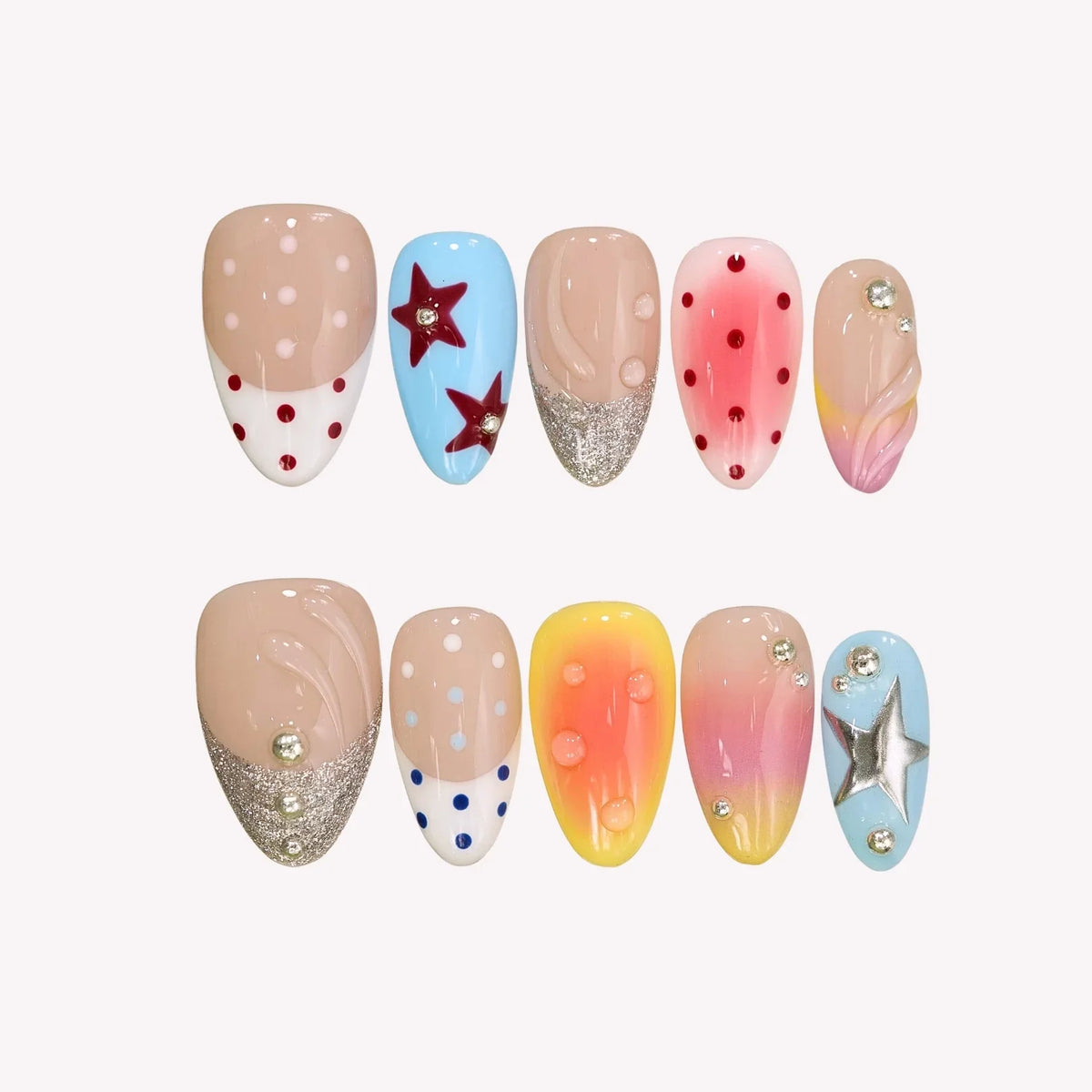 Crisp Soda Chrome Fresh Almond Press On Nails