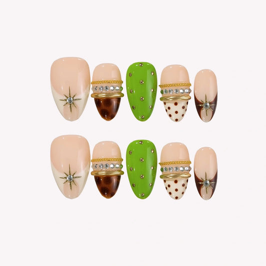 Dressed Up Chrome Fresh Almond Press On Nails