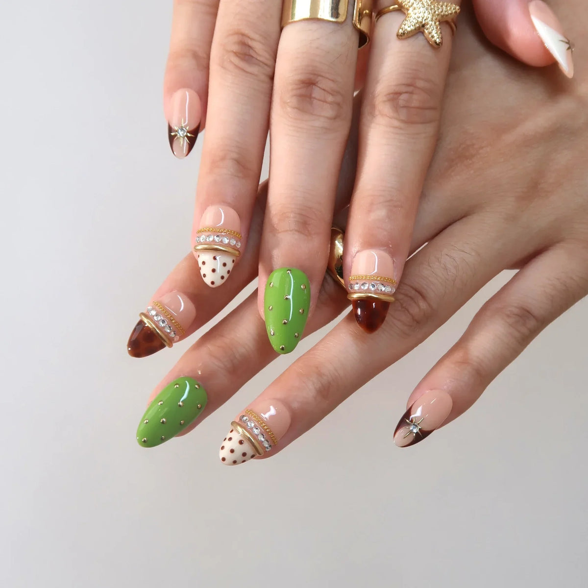Dressed Up Chrome Fresh Almond Press On Nails