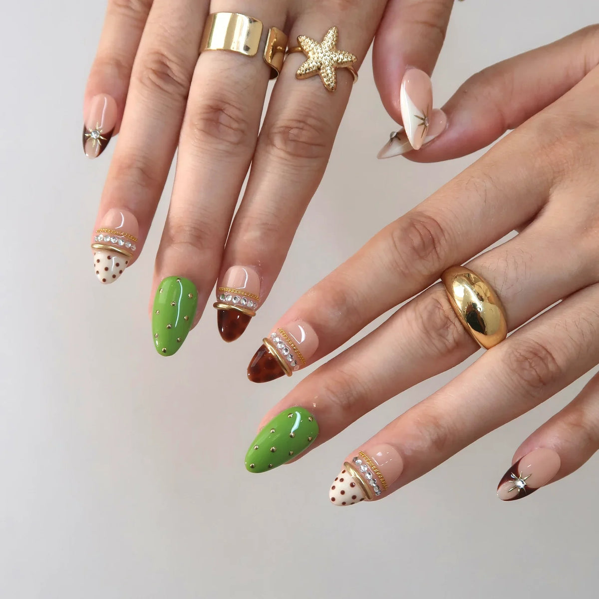 Dressed Up Chrome Fresh Almond Press On Nails