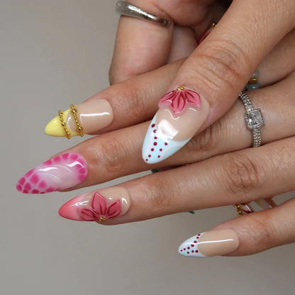 Flame Of Passion Chrome Fresh Almond Press On Nails