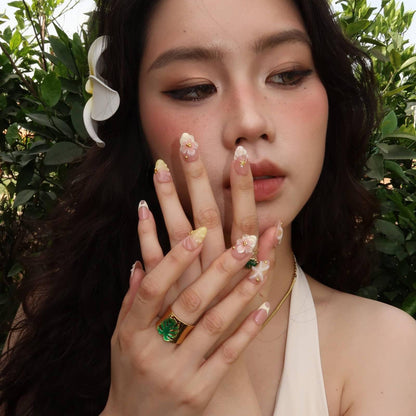Ocean Therapy Chrome Fresh Almond Press On Nails