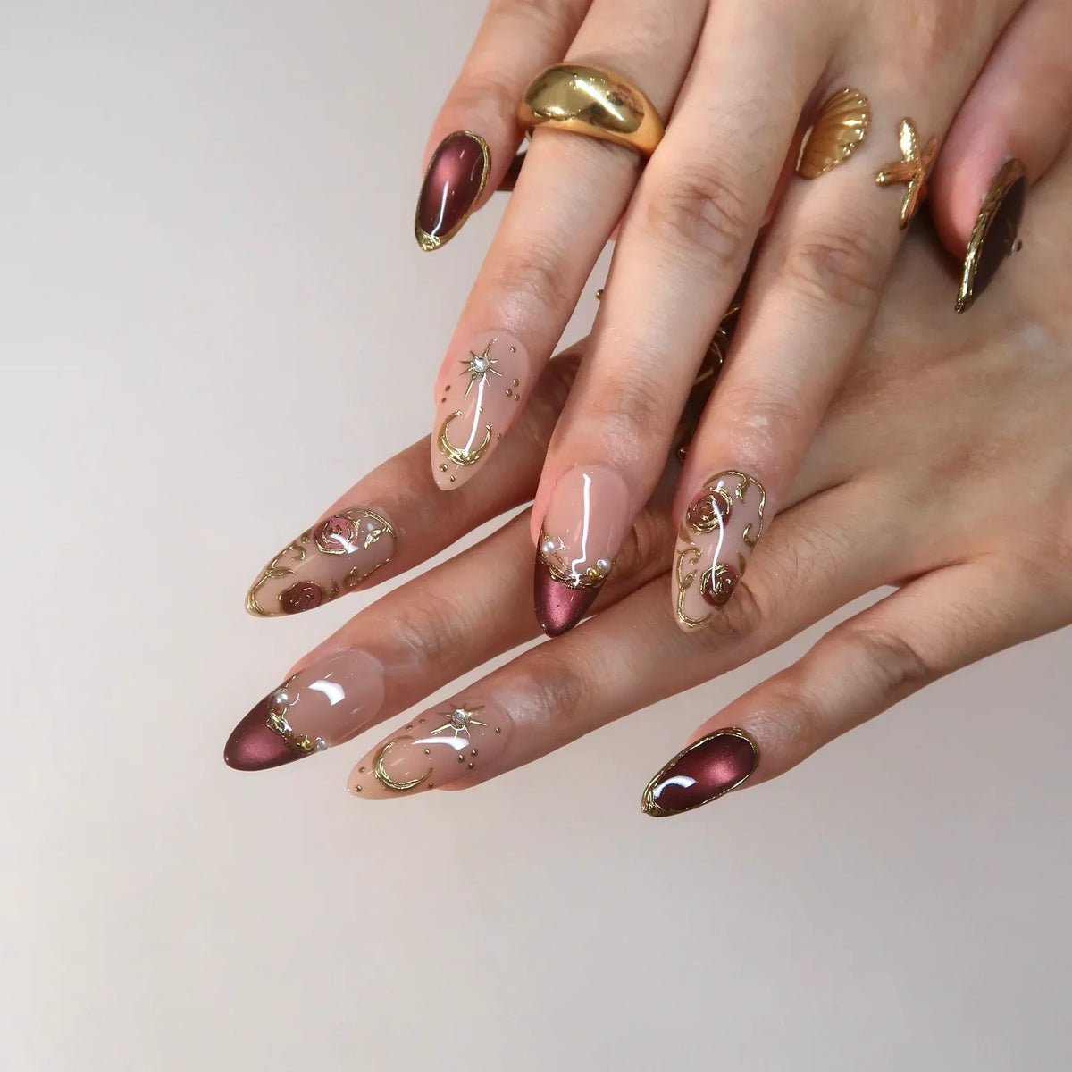 Grand Soir Chrome Elegant Almond Press On Nails
