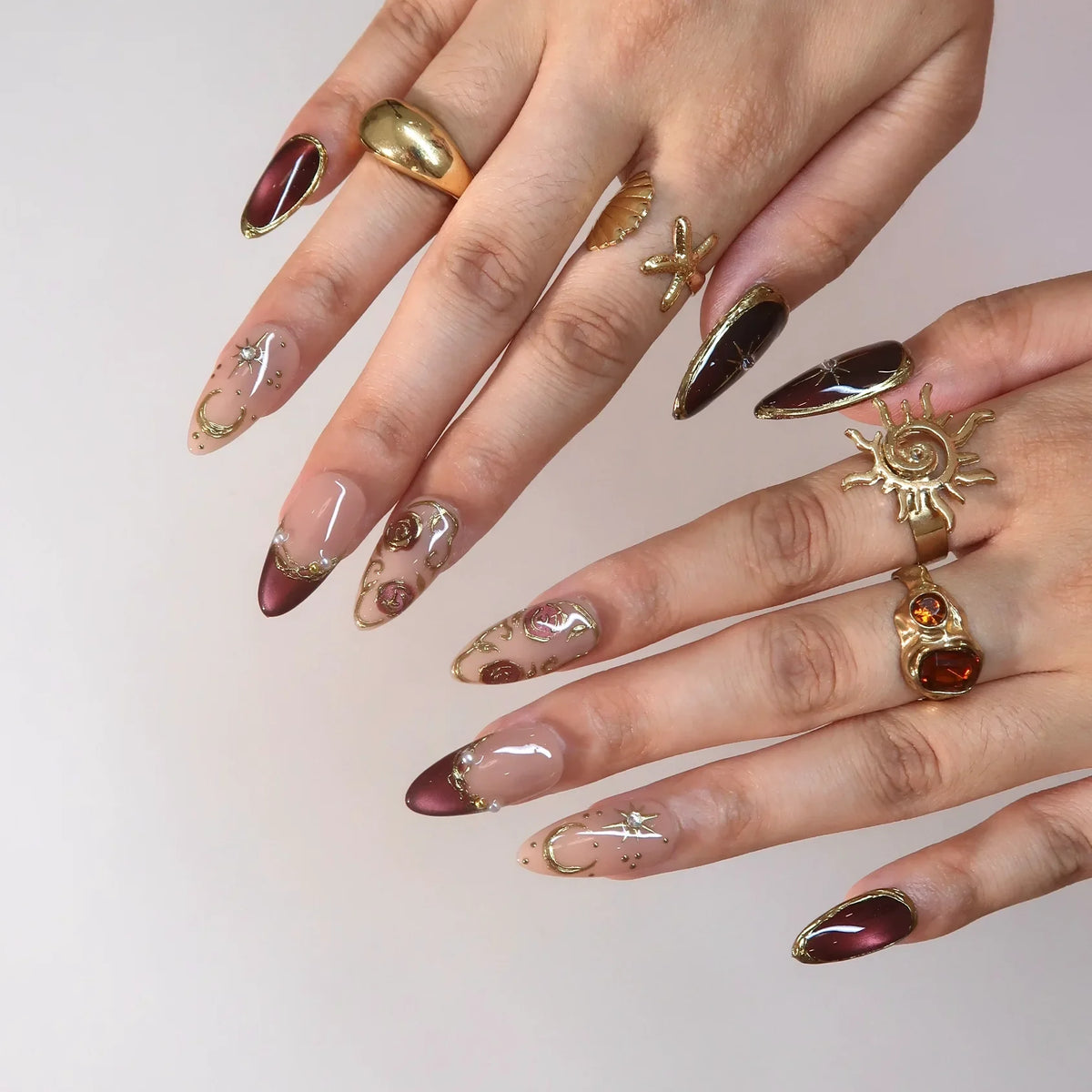 Grand Soir Chrome Elegant Almond Press On Nails