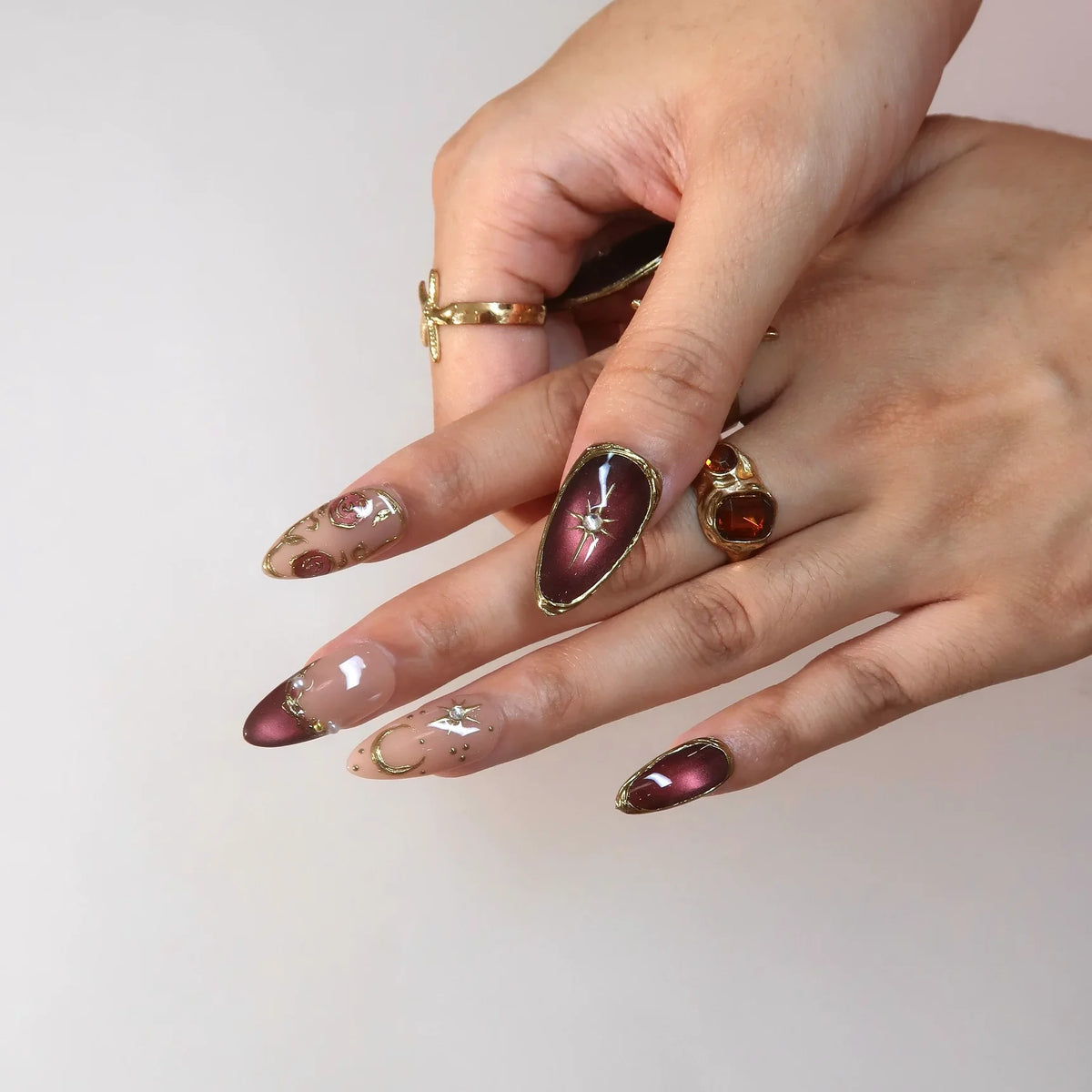 Grand Soir Chrome Elegant Almond Press On Nails