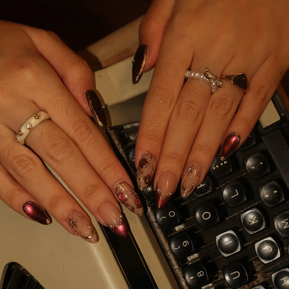 Grand Soir Chrome Elegant Almond Press On Nails