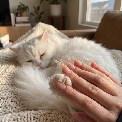 Sheer Nude Cat Claw Clear Tip Press On Nails