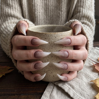 Frosted Bone Claw Mauve Ombre Press On Nails