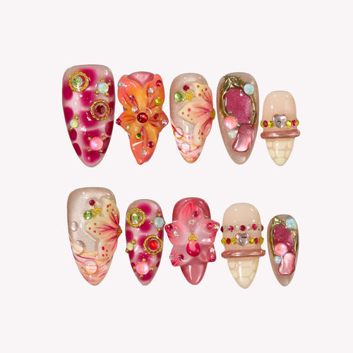 Hot Girl Chrome Fresh Almond Press On Nails