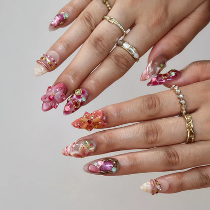 Hot Girl Chrome Fresh Almond Press On Nails