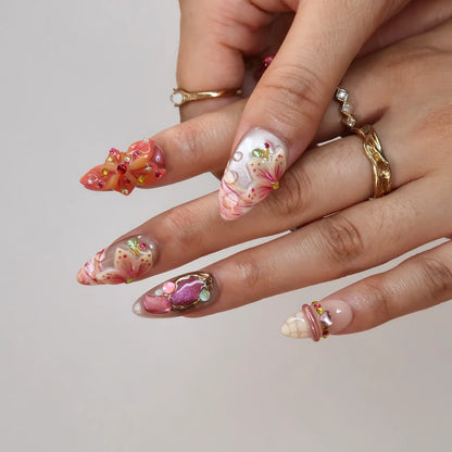 Hot Girl Chrome Fresh Almond Press On Nails