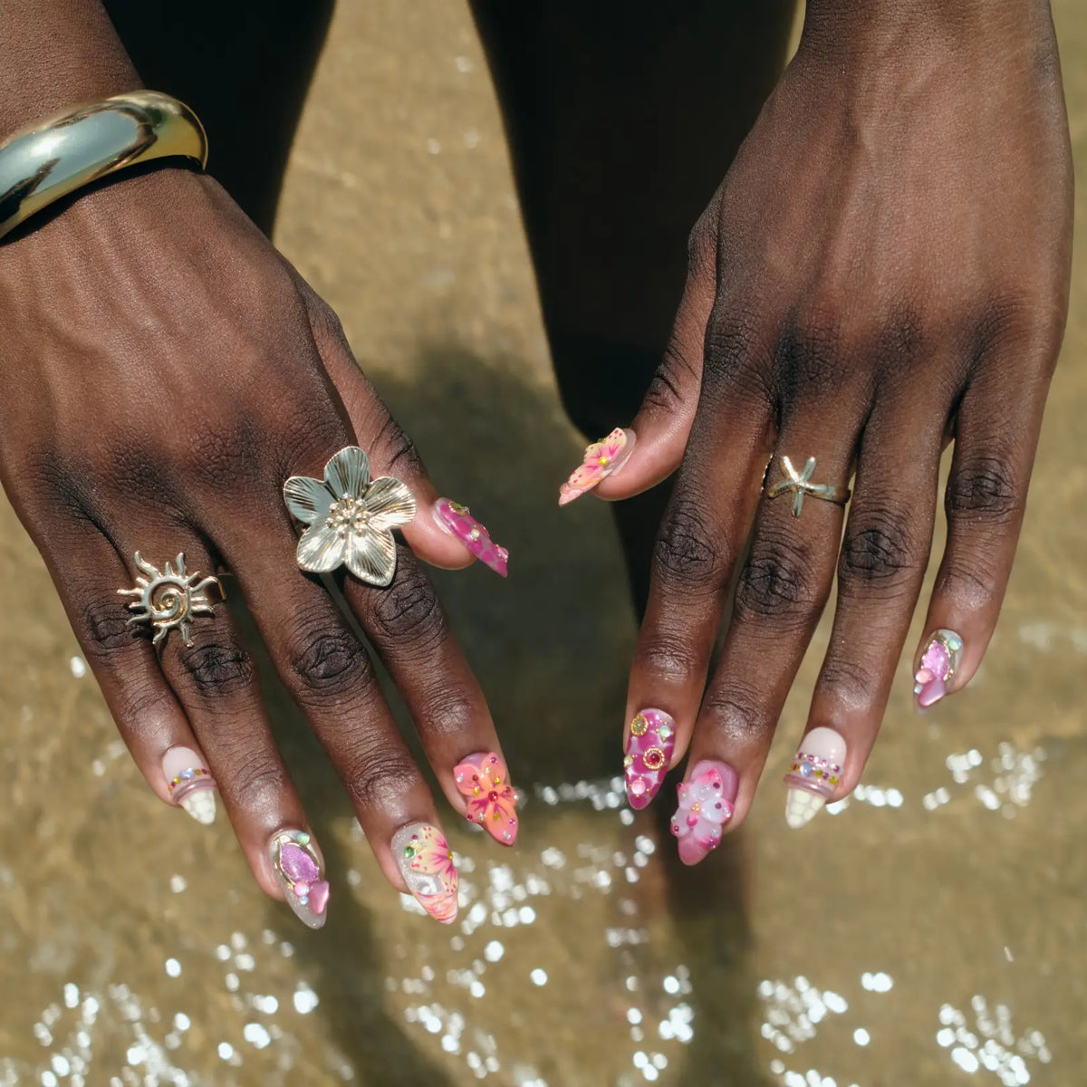 Hot Girl Chrome Fresh Almond Press On Nails