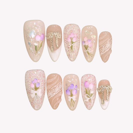 Irresistible Affection French Elegant Almond Press On Nails