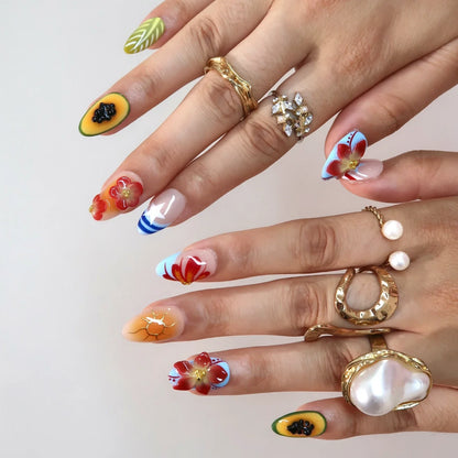 Island Gal Chrome Fresh Almond Press On Nails