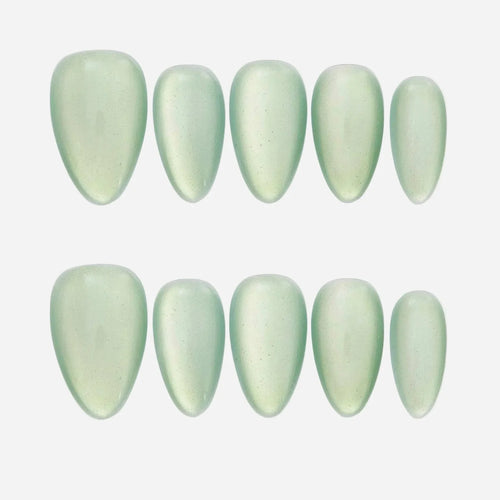Cat Eye Jade Fresh Almond Press On Nails