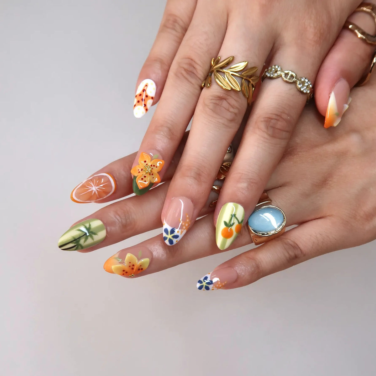 Just Sunshine Aura Fresh Almond Press On Nails