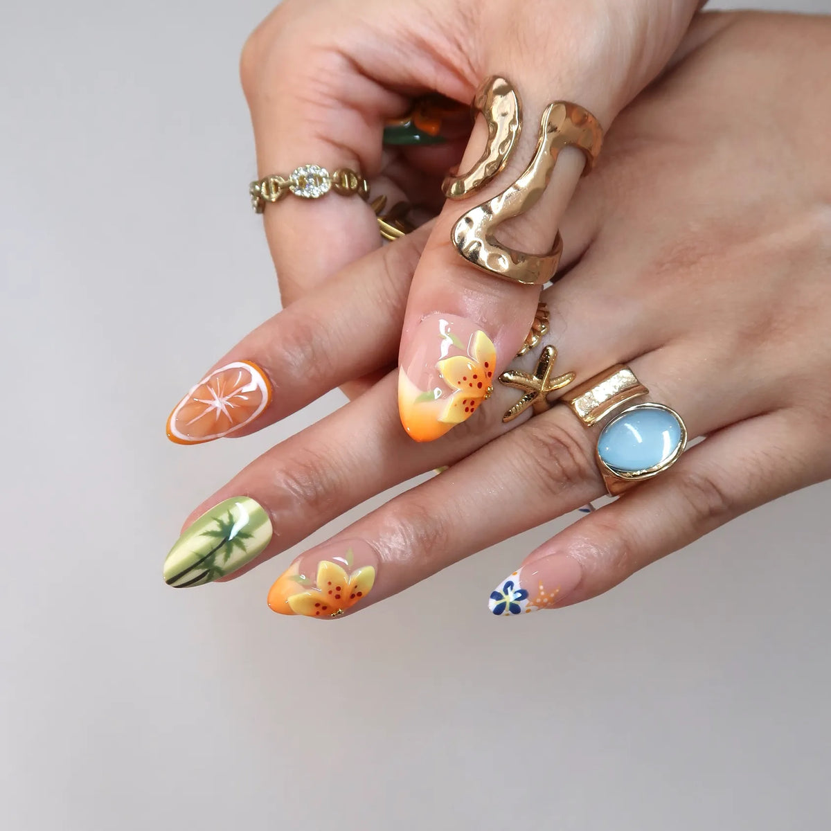 Just Sunshine Aura Fresh Almond Press On Nails
