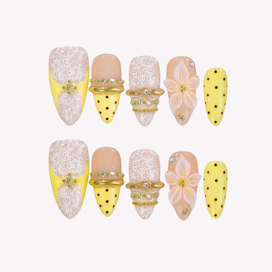 Limoncello Chrome Fresh Almond Press On Nails