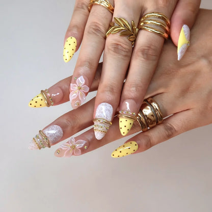 Limoncello Chrome Fresh Almond Press On Nails