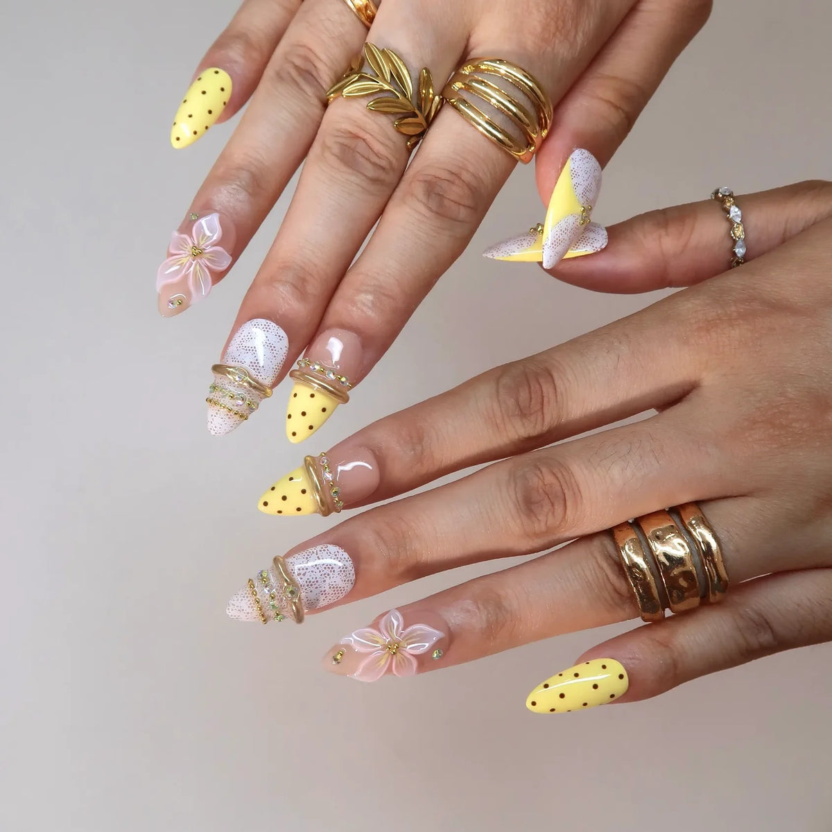 Limoncello Chrome Fresh Almond Press On Nails