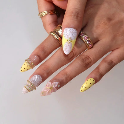 Limoncello Chrome Fresh Almond Press On Nails