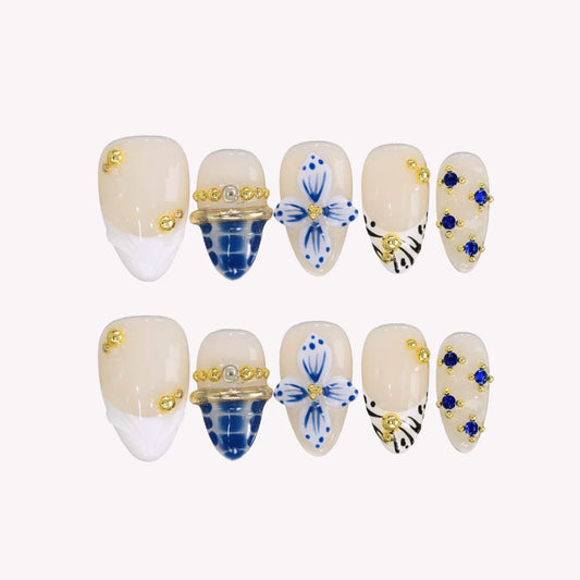 Little Luxury Chrome Fresh Almond Press On Nails