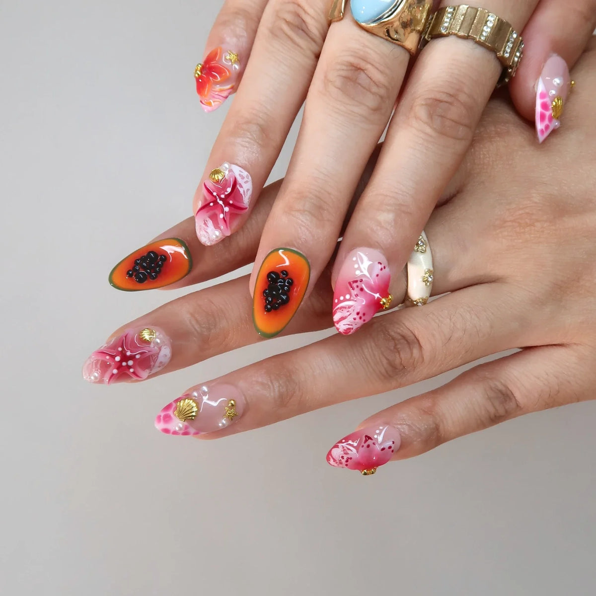 Melody Of Summer Aura Fresh Almond Press On Nails