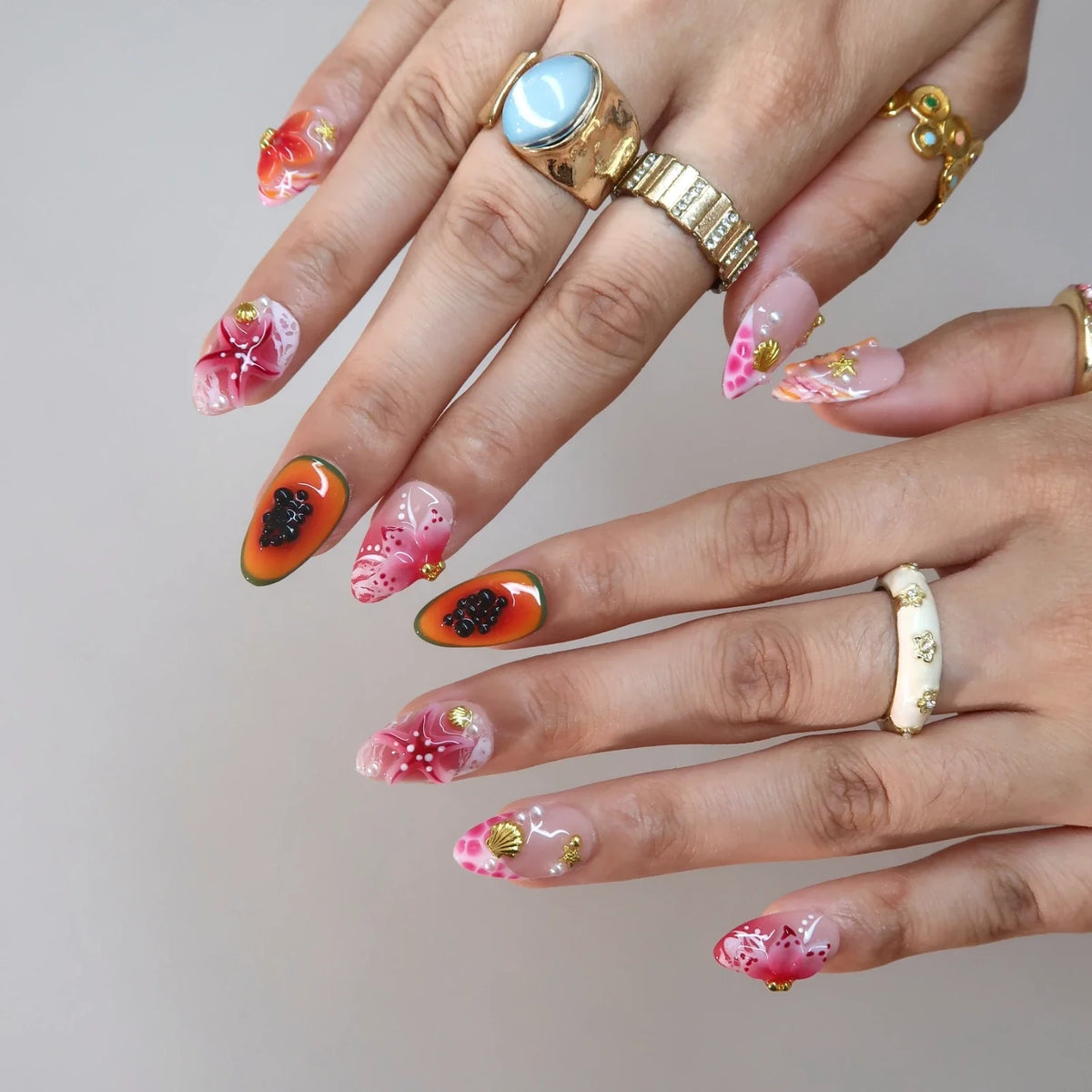 Melody Of Summer Aura Fresh Almond Press On Nails