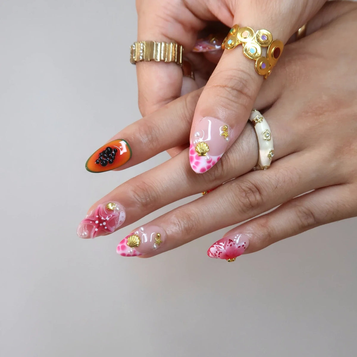 Melody Of Summer Aura Fresh Almond Press On Nails