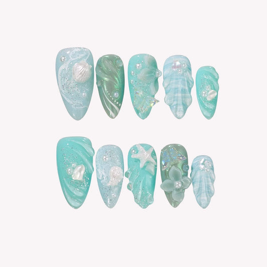 Mint Vacay 3D Fresh Almond Press On Nails