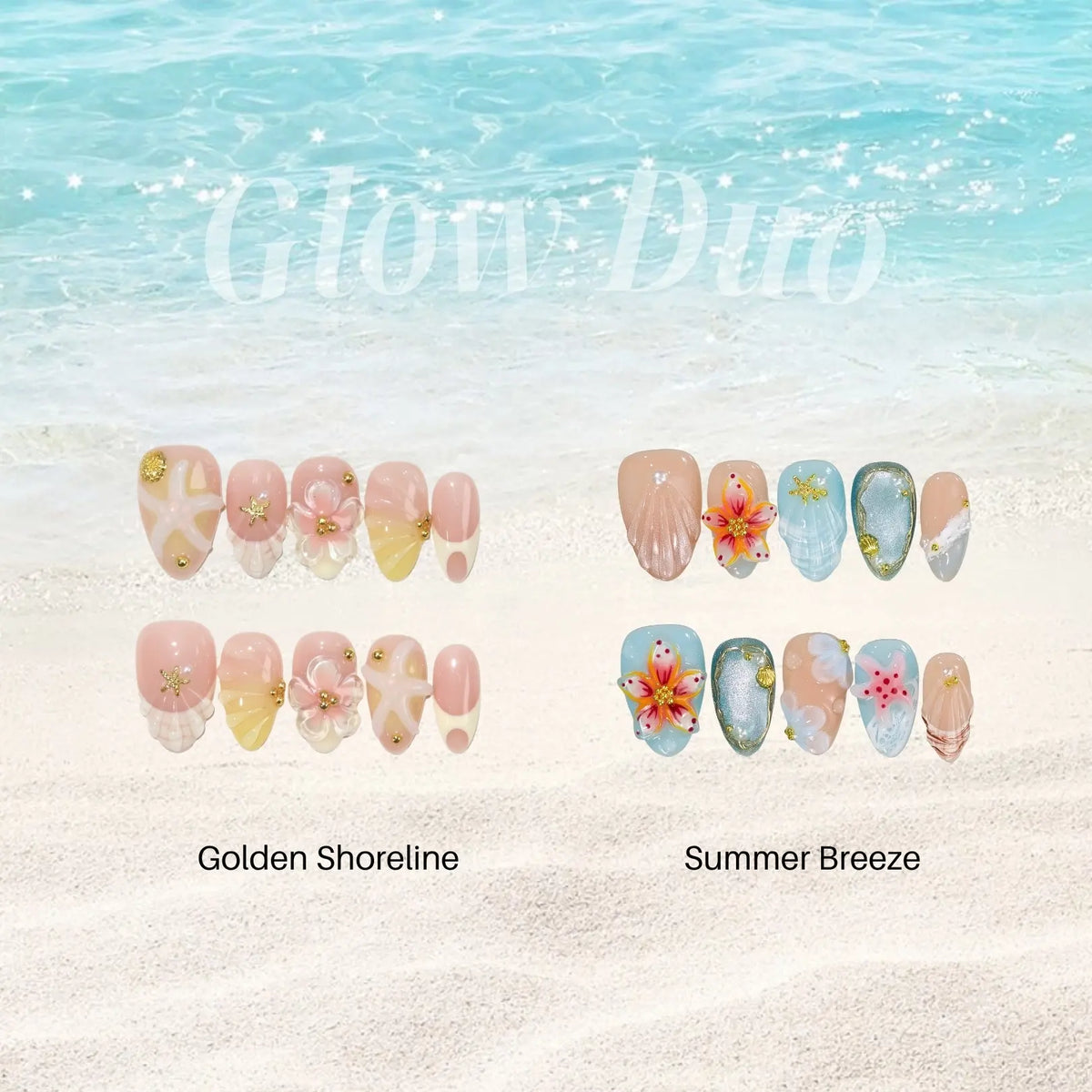 Ocean Therapy Chrome Fresh Almond Press On Nails