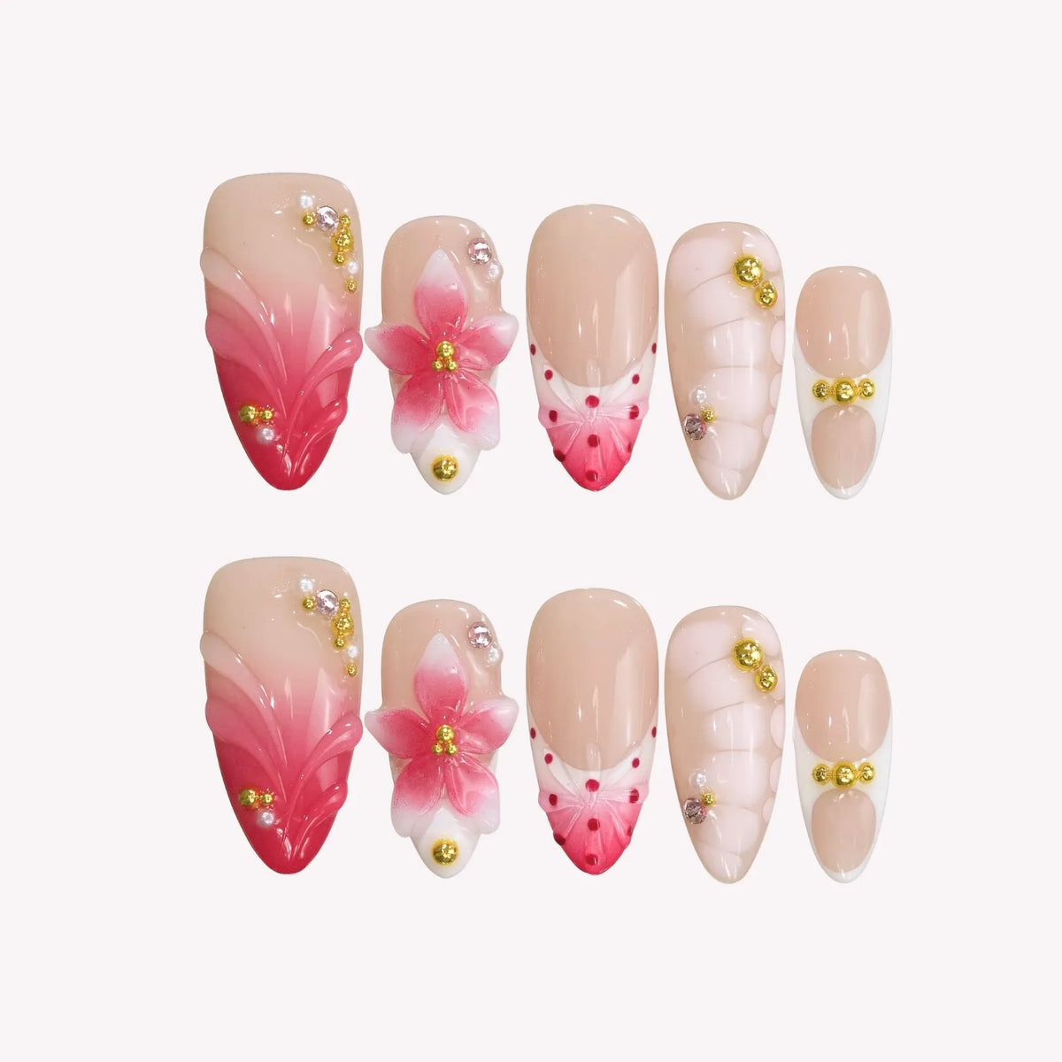 Pastal Bloom Chrome Fresh Almond Press On Nails