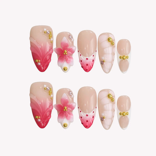 Pastal Bloom Chrome Fresh Almond Press On Nails