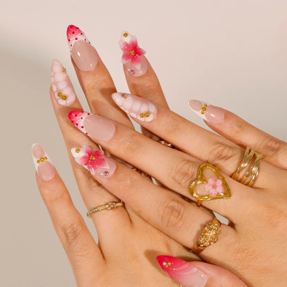 Pastal Bloom Chrome Fresh Almond Press On Nails
