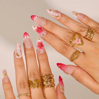 Pastal Bloom Chrome Fresh Almond Press On Nails