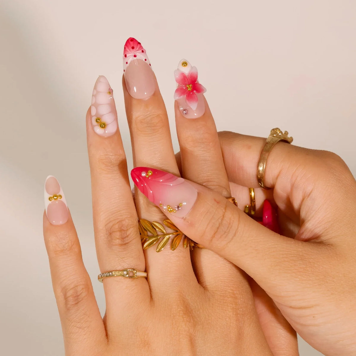 Pastal Bloom Chrome Fresh Almond Press On Nails
