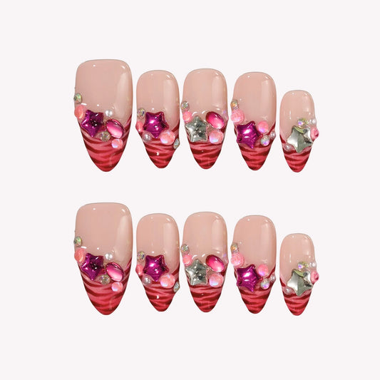 Pink Fever French Fresh Almond Press On Nails