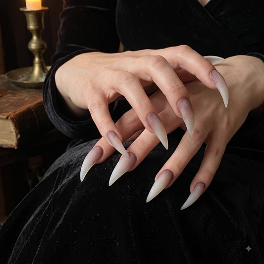 Frosted Bone Claw Mauve Ombre Press On Nails