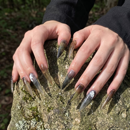 Smoky Swamp Claw Mossy Sheer Press On Nails