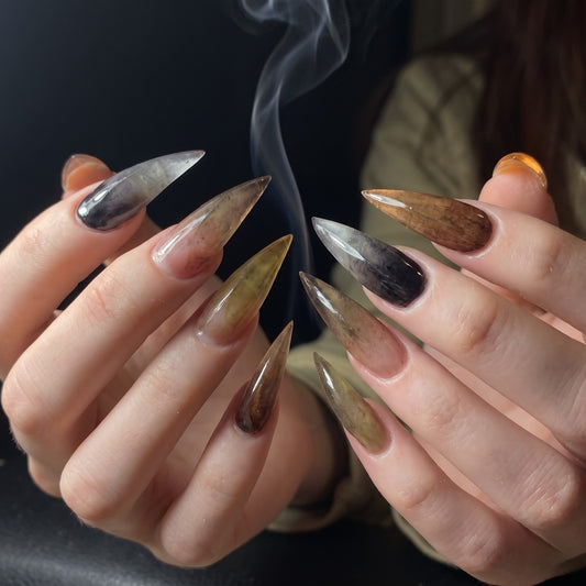 Smoked Glass Claw Amber Haze Press On Nails